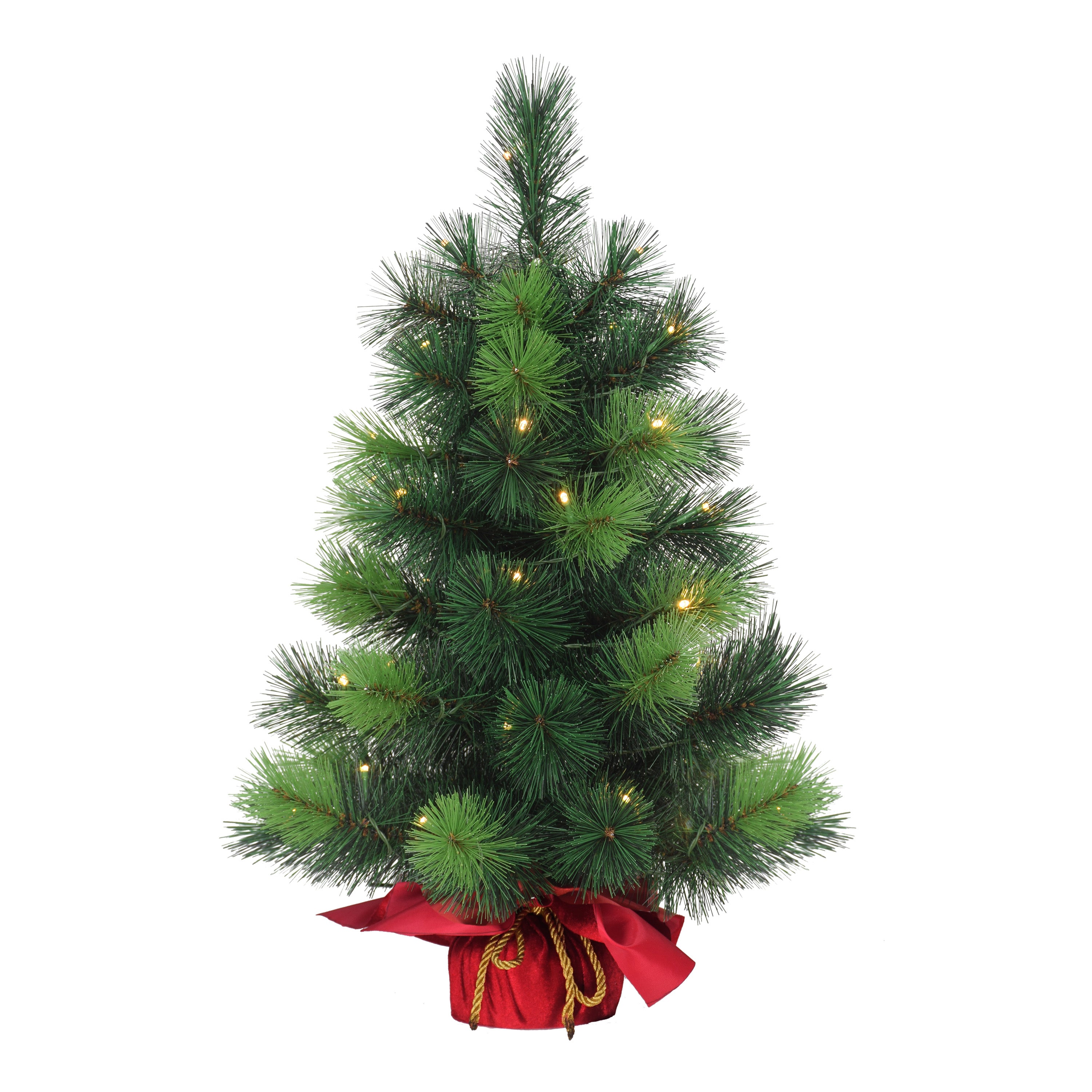 2 ft Pre-Lit Table Top Artificial Christmas Tree with 35 Lights in Red Sac Green 1863-ST20LW035A-BO